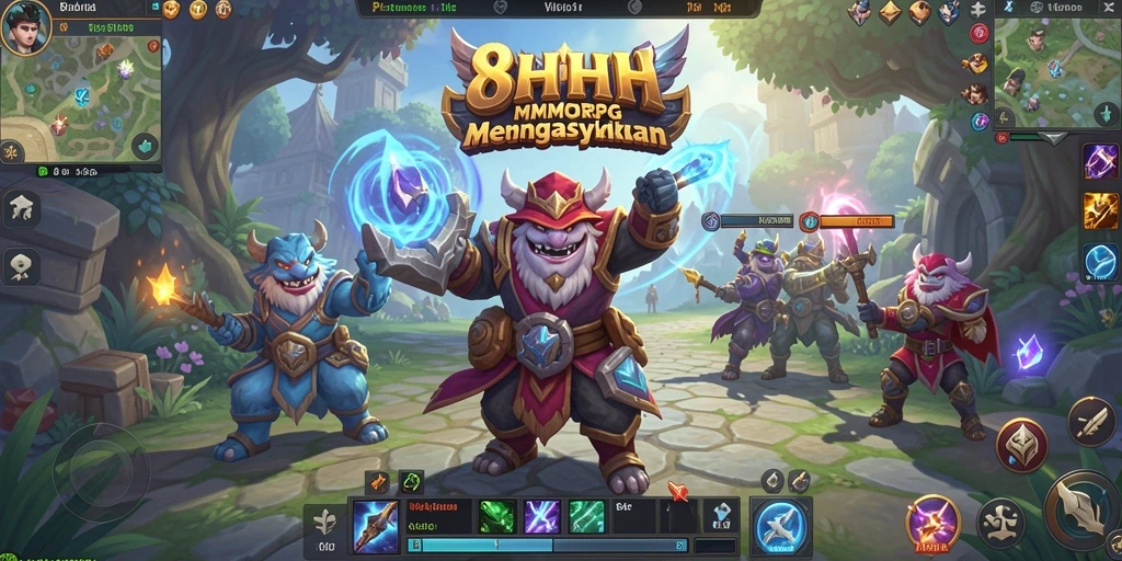 Screenshot 8HHH menampilkan pertempuran MMORPG yang seru.