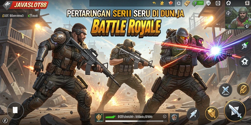 Tangkapan layar <strong>JAVASLOT88</strong> menampilkan pertempuran intens di arena Battle Royale.