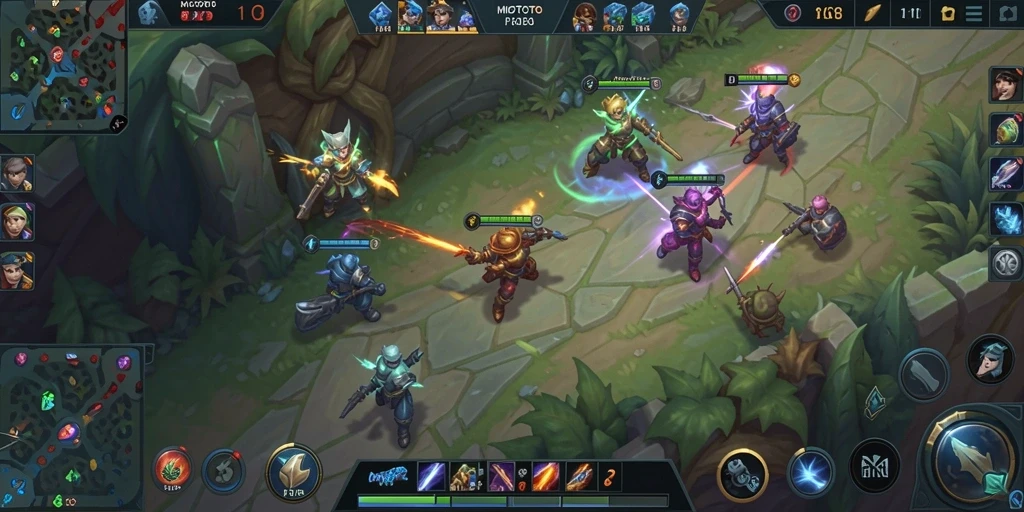 Screenshot gameplay MIOTOTO menampilkan aksi seru dalam pertempuran MOBA.