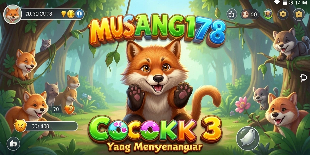 Tampilan gameplay seru di MUSANG178 dengan level Match-3 menantang.
