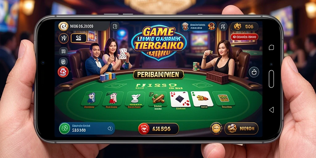 Screenshot gameplay N06 yang menampilkan dealer langsung dan permainan kasino yang seru.
