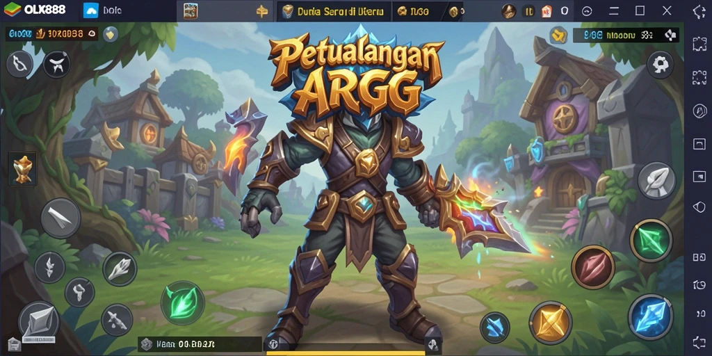 Tangkapan layar menunjukkan pertempuran seru dalam OLX888 dengan karakter yang beraksi.
