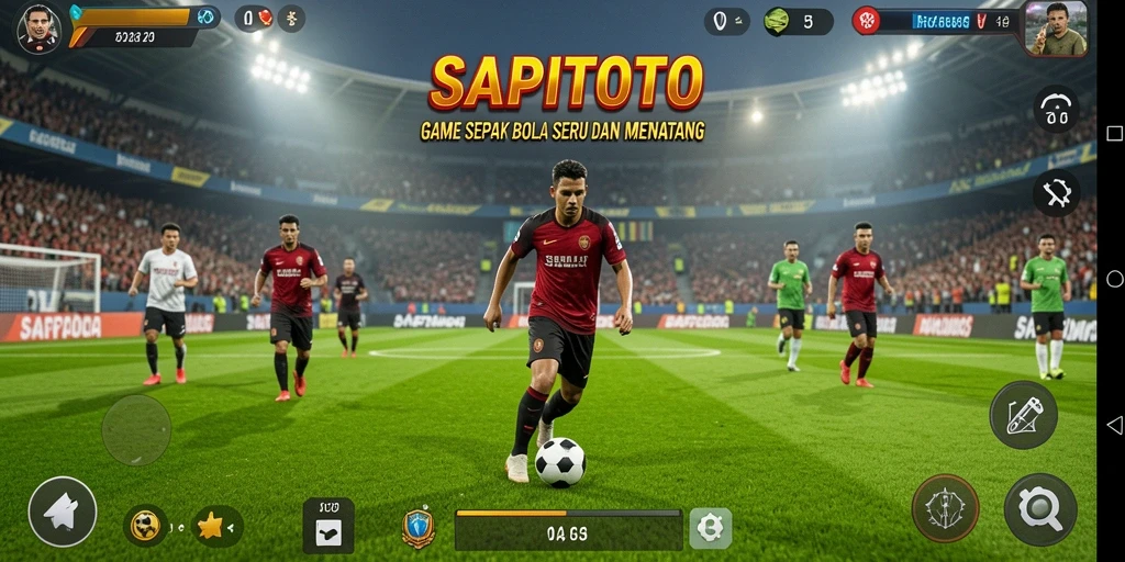 Gameplay SAPITOTO yang menarik dalam pertempuran sepak bola.