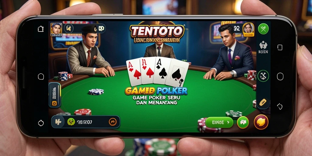 Tampilan seru dari gameplay poker di TENTOTO.