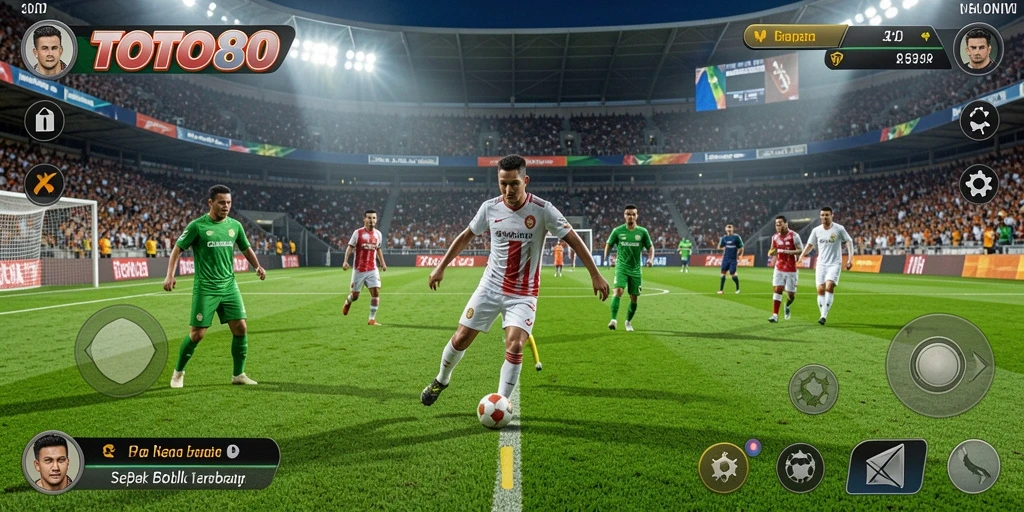 Tampilan menarik dari gameplay TOTO80 dengan aksi sepak bola yang seru.
