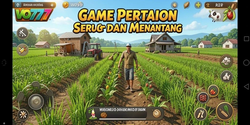 Screenshot utama VO777 menampilkan aktivitas seru bertani.